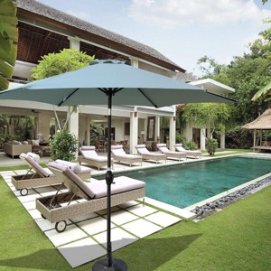 Outdoor Patio Umbrella, 6 Steel Ribs 9 FT Umbrella with Pure Color, UV Resistant Polyester Fabric Lawn Umbrella with Steel Frame-Coolbibila - 1 of 4
