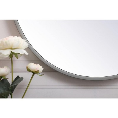 Contemporary 18" Round Silver Wood Wall Mirror