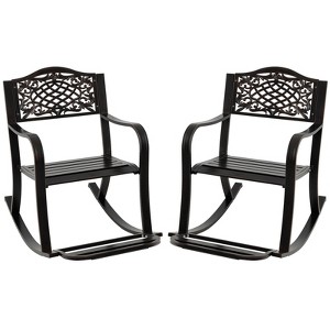 Costway 1/2 PCS Patio Rocking Chair Outdoor Cast Aluminum Rocker with Footrest & Backrest - 1 of 4
