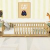 Whisen Twin Bed & Rubber Wood Floor Bed with Fence without Door, Multi - Functional Floor Bed for Kids' Sleep & Play - 2 of 4