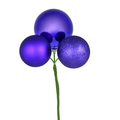Vickerman 18" Ball Ornament Christmas Pick, 4 per Bag
