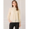 INSPIRE CHIC Women's Mock Neck Lace Panel 3/4 Sleeves Blouse - 4 of 4