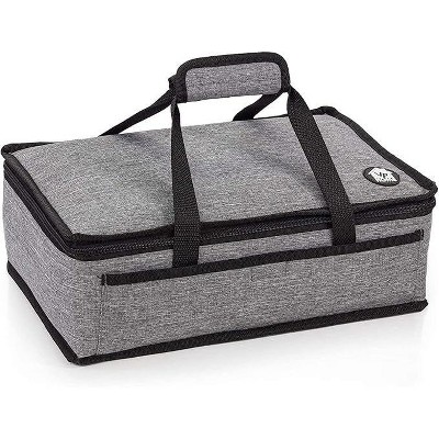 VP Home Double Casserole Travel Bag Insulated Food Containers Carrier, Gray