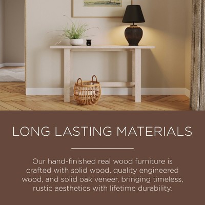 Weathered Gray Solid Wood Console Table with Black Top