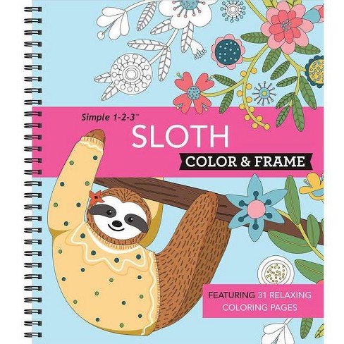Color & Frame - Sloth (adult Coloring Book) - By New Seasons