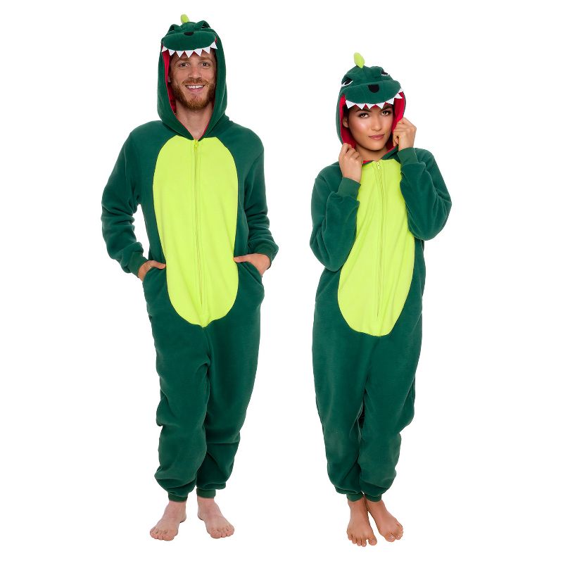 FUNZIEZ! - Dinosaur Slim Fit Adult Unisex Novelty Union Suit Costume for Halloween, 1 of 8