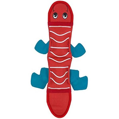 Outward Hound Fire Biterz Red Lizard Plush Firehose Material Interactive Dog Toy, Medium