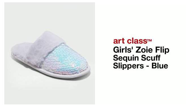 Girls' Zoie Flip Sequin Scuff Slippers - art class™ Blue, 2 of 6, play video