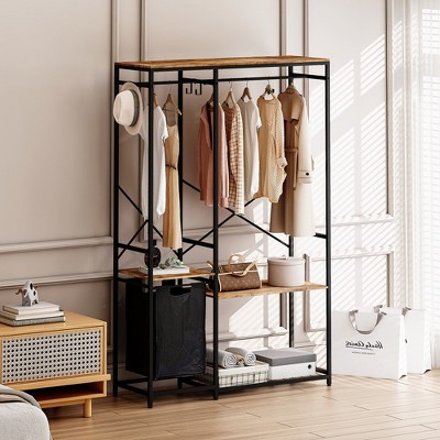 Portable Freestanding Wardrobe Clothes Rack with Premium Oxford Cloth Storage Bag