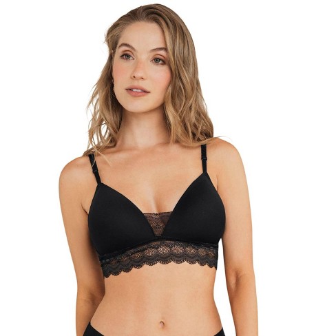 Leonisa Plunge Wireless Bras for Women - Seamless No Underwire Triangle Bra  Black : : Clothing, Shoes & Accessories