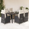 vidaXL Patio Dining Set with Cushions Outdoor Garden Furniture Poly Rattan - Black and Cream 59.1" Table Length 6-Piece - 2 of 4