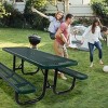TiramisuBest 6 ft. Rectangular Outdoor Steel Picnic Table with umbrella pole in Green - 2 of 4