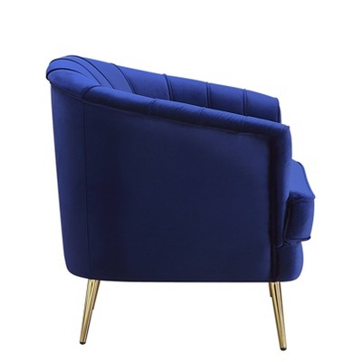 Eivor Classy Blue Velvet Tufted Sofa with Metal Legs