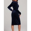 Coolmee Women's Velvet Cocktail Dress Fall Fashion Long Sleeve High Waist A Line Dress Velvet Wedding Guest Dress with Belt - 3 of 4
