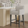 Lyngins Contemporary 26" H Counter Height Bar Stool with Rounded Armrests, Upholstered Counter Stools with Solid Rubberwood H-Frame Base - 3 of 4
