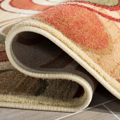 Ivory and Multicolor Geometric Circles Rectangular Area Rug