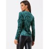 INSPIRE CHIC Women's Casual Vintage Velvet Crew Neck Long Sleeve T-shirts - 3 of 4