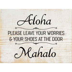 Slickblue Leave Shoes at Door Sign, Aloha Greeting, 9x12 Rustic Pine Wall Plaque, Multiple Color Options - 1 of 3