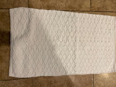 Diamond Embossed Tasseled Woven Bath Rug White - Threshold™