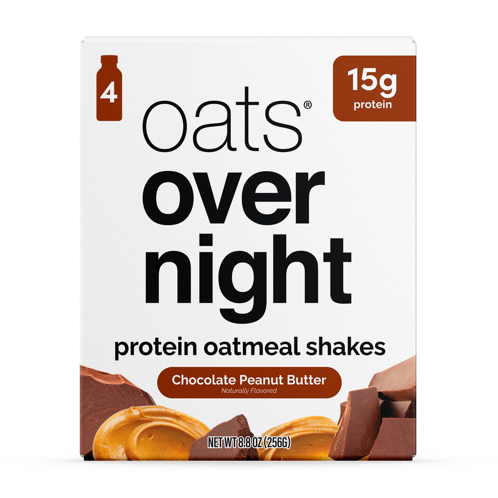 Oats Overnight Chocolate Peanut Butter Breakfast Shake - 8.8oz/4ct