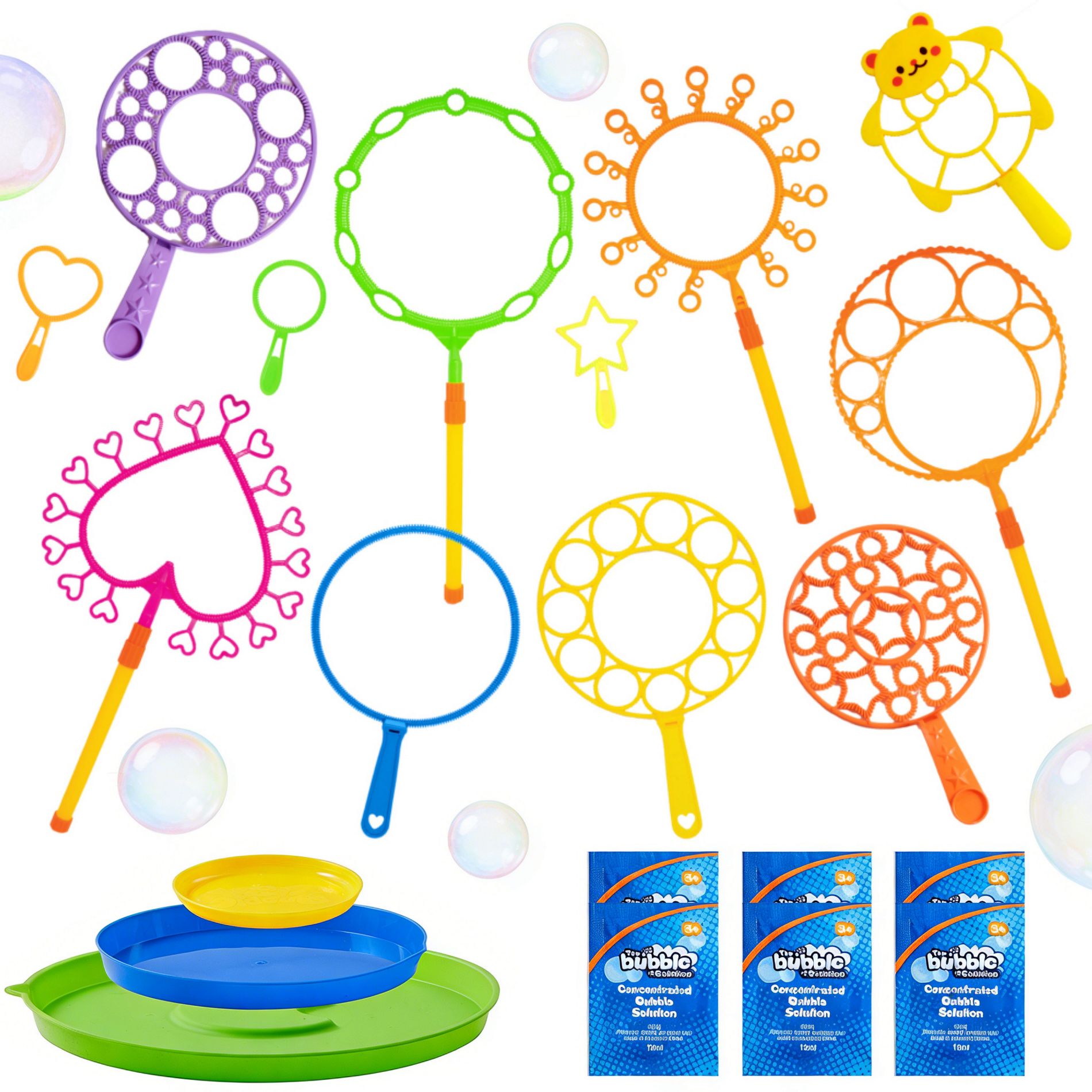Joyfy 21/29PCS Giant Bubble Wands Set with Tray Assorted Shaped Bubble Wand Bulk Bubble Maker for Kids Toddler Easter Summer Outdoor Play Party Favors