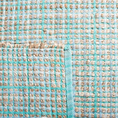 Green Flat Woven Handmade Cotton Reversible Area Rug