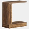 Resenkos Industrial C - Shaped Side Table, Rustic Wood End Table with Storage Shelf, Living Room Sofa Side Organizer Brown - 4 of 4