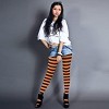 Skeleteen Black and Orange Tights - Striped Nylon Stretch Pantyhose Stocking Accessories for Every Day Attire and Costumes - 4 of 4