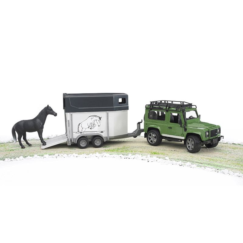 Bruder Land Rover Defender Station Wagon With Horse Trailer And 1 Horse, 2 of 6