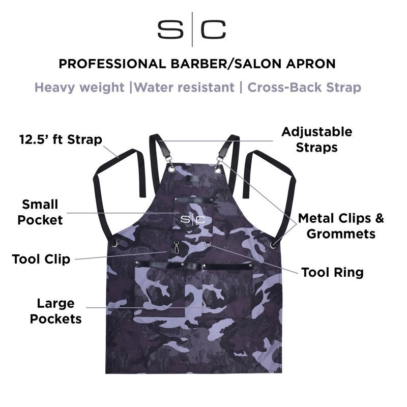StyleCraft Professional Heavy Weight Waterproof Barber or Salon Hair Cutting Apron with Cross Back Strap and Pockets, 4 of 9
