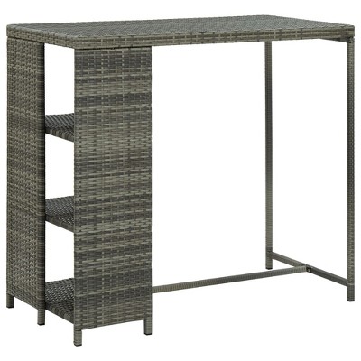vidaXL Bar Table with Storage Rack Gray 47.2x23.6Inchx43.3Inch Poly RattanInch