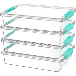 6 Qt Plastic Storage Bins with Lids,Clear Sensory Bins,Arts Organizers and Storage,Stackable Containers for Home Office and School Supplies,4 Pack - 1 of 4