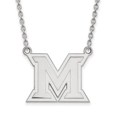 Black Bow Jewelry 10k White Gold Miami Redhawks NCAA Necklace 18 Inch