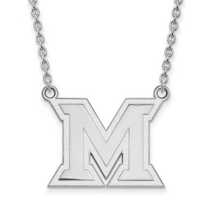 Black Bow Jewelry 10k White Gold Miami Redhawks NCAA Necklace 18 Inch - 1 of 4