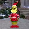 Gemmy 4 ft Airblown® Blowup Inflatable Grinch with Merry Grinchmas Sweater & Built-In LED Lights Outdoor Decoration - Red - 3 of 3