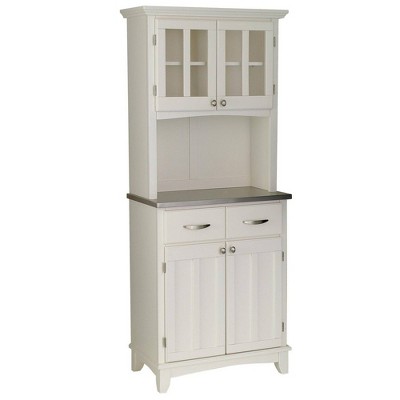 Sideboard Buffet Servers with Stainless Top and Hutch White - Home Styles