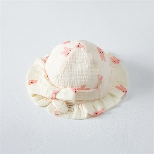 MyKids-Usa Baby Printed Pattern Bow Belt Decoration Lace Design Hats - 1 of 4