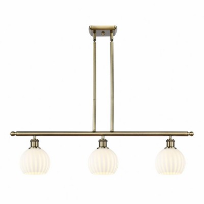 White Venetian - 3 Light Stem Hung Island In Modern Style-8.5 Inches Tall and 36 Inches Wide