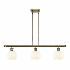 White Venetian - 3 Light Stem Hung Island In Modern Style-8.5 Inches Tall and 36 Inches Wide - 1 of 1