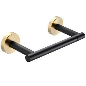 Cobbe Gold & Black Toilet Paper Holder SUS304 Stainless Steel, Double Post Pivoting Toilet Paper Roll Holder, Bathroom Toilet Paper Holder Wall Mount - 1 of 4