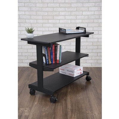 Black Rolling 3-Shelf Desk Organizer with Drawer