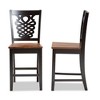 Baxton Studio 2pc Gervais Two-Toned Wood Counter Height Barstools Brown/Walnut: Upholstered Polyester, Oval Shape - 3 of 4