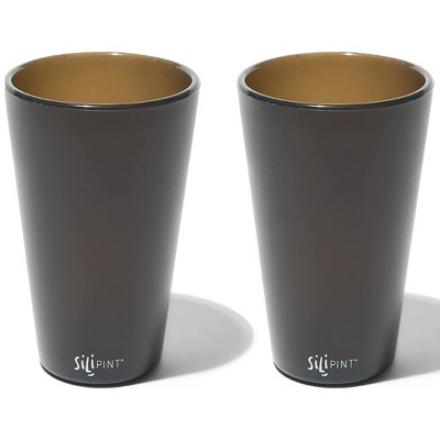 Silipint: Silicone Pint Glasses: 2 Pack Smoke - 16oz Unbreakable Cups