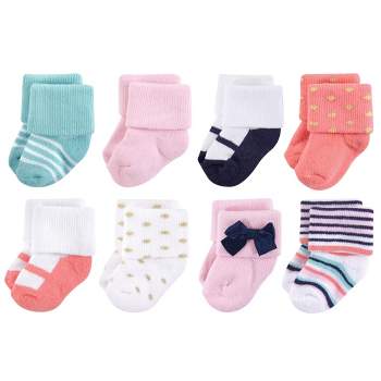 Little Treasure Baby Girl Newborn Socks, Coral Sparkle