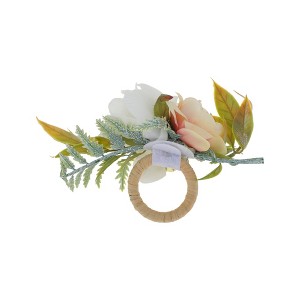 Unique Bargains Napkin Rings Leaf Rose Plastic 1 Pc - 1 of 3