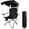 Angel Sar Black Camp Chair with Tilting Shade Canopy, Folding Recliner with Carry Bag, Wide Portable Outdoor Chair - 3 of 4