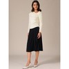 INSPIRE CHIC Women's Asymmetric Neck Knot Long Sleeve Casual Fitted Ruched Top - 2 of 4