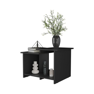 Syemin End Tables Rectangular Side Table, Marble Top Coffee Table, Side Table Home Accent Table, Night Stands Side Table, Black, 23.6"*17.7"*16.6"