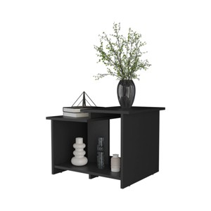 Syemin End Tables Rectangular Side Table, Marble Top Coffee Table, Side Table Home Accent Table, Night Stands Side Table, Black, 23.6"*17.7"*16.6" - 1 of 4