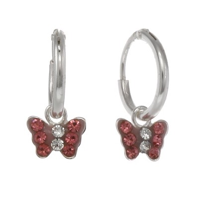 FAO Schwarz Sterling Silver Butterfly Hoop Earrings